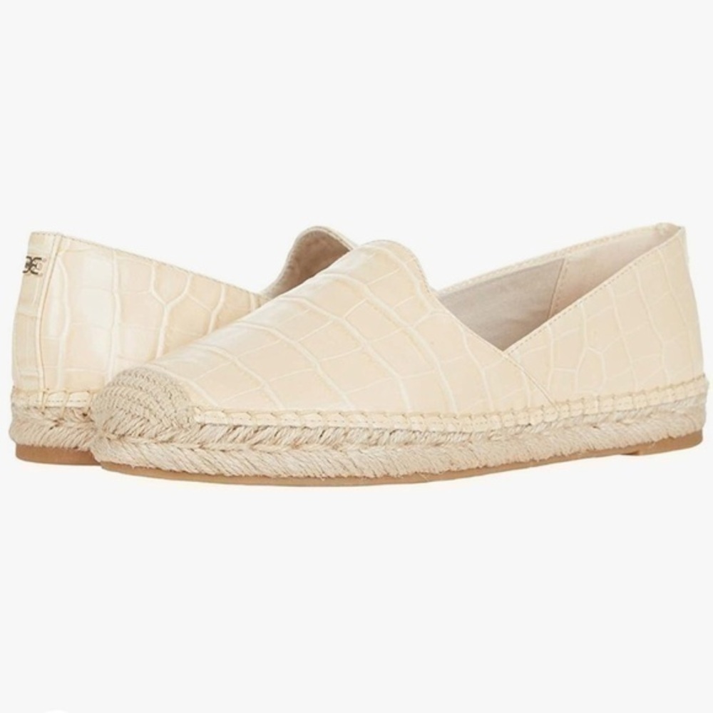 Sam Edelman Women's Kesia Loafer Flat Espadrille Beige Tan Crocodile, size 8.5